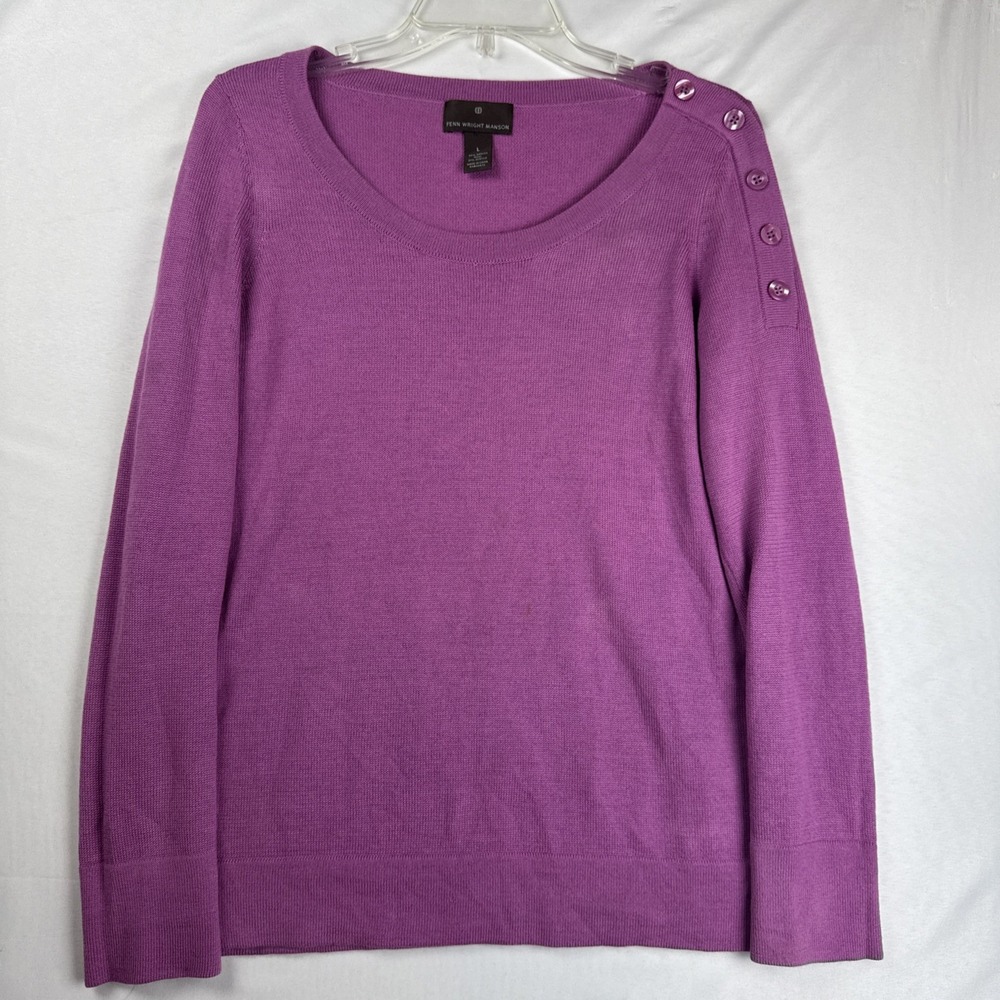 Fenn Wright Manson Women's Merino Wool Button Shoulder Knit Sweater Size L
